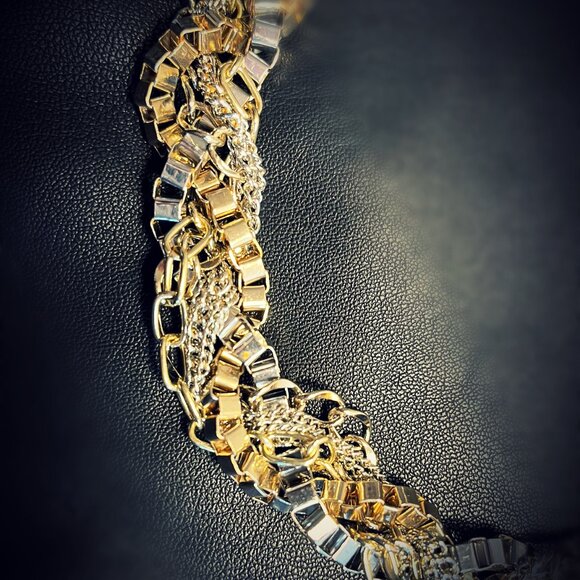 Chunky multi chain gold and silver statement necklace! - Picture 2 of 3
